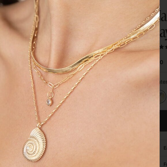Ettika - Nautilus Shell Pendant Layered Necklace - Picture 3 of 7